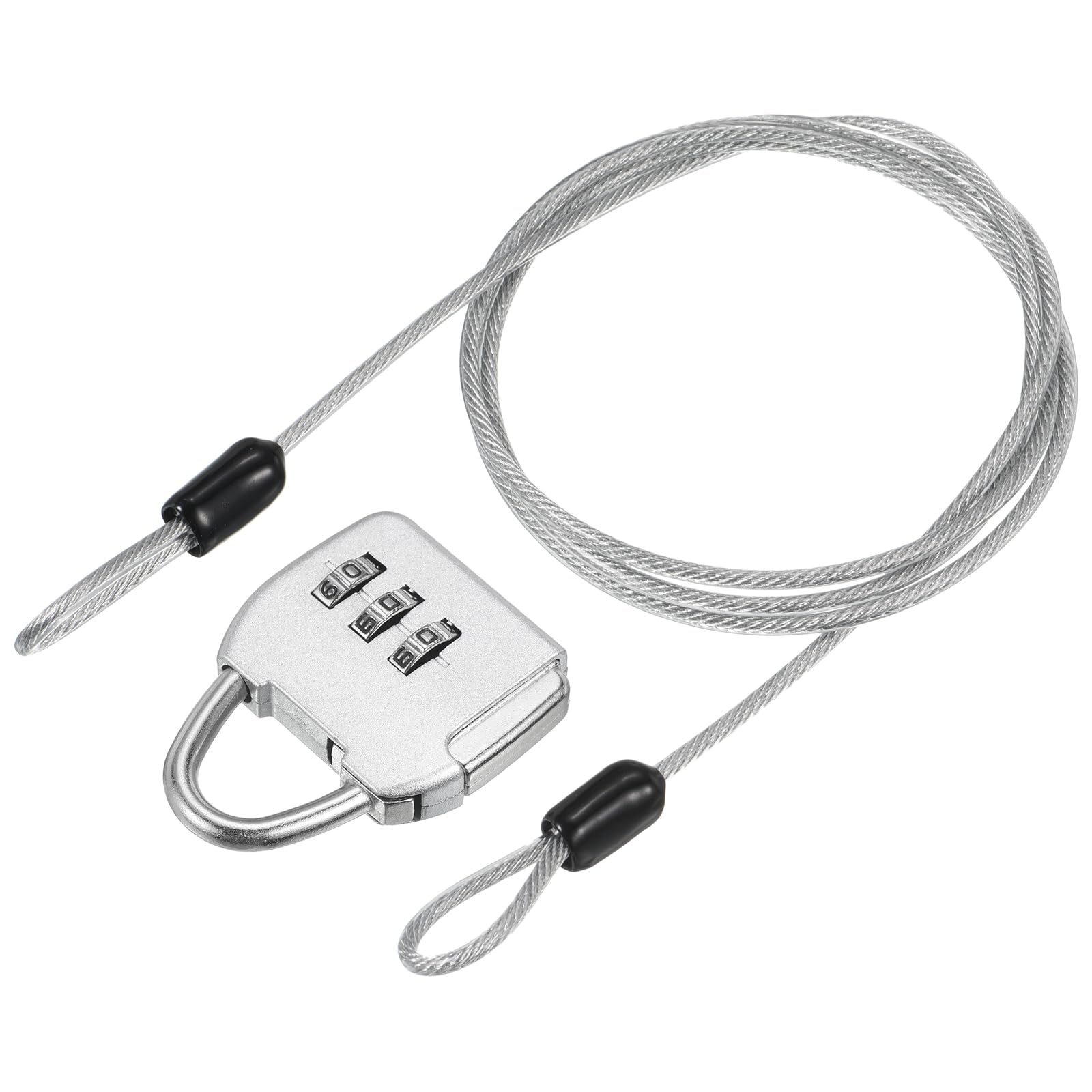 YOKIVE 1 Set 3 Digit Combination Padlock with Security Cables, Outdoor Padlock Steel Lock Chains | Great for Lockers Baggage Bikes (Silver, 3Ft) — image 1