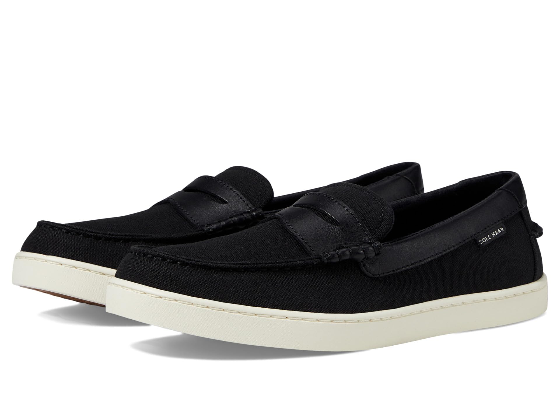 Cole Haan Men’s Nantucket Penny Txt Loafer, Black Canvas/Black/Ivory, 9