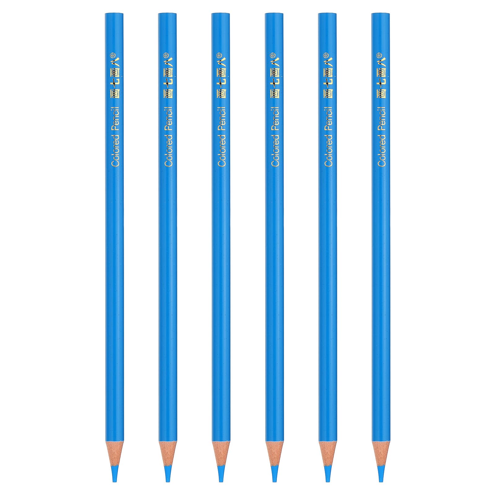PATIKIL Sky Blue Colored Pencils Set,6 Pcs Oil Color Pencils Wooden Coloring Drawing Pencil for Artists Art Painting
