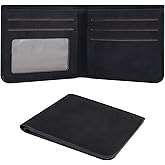 AdiStylinno Wallet for Men, PU Leather Bifold Compact Slim Wallet for Men, Large Capacity Credit Card Holder Wallet with 7 Card Slots and ID Window (Black)