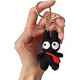 ZIUGLIKAL Cat Keychain Handmade Crochet Black Kitten Car Key Chain Bag Pendant Cat Lovers Gifts for Women & Men (Black cat)