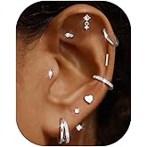 Dochais Gold Cartilage Earrings for Women Trendy Hypoallergenic Surgical Steel Hoop 14k Gold-Plated Flat Back Earings Small Stud Earring Stacks Set