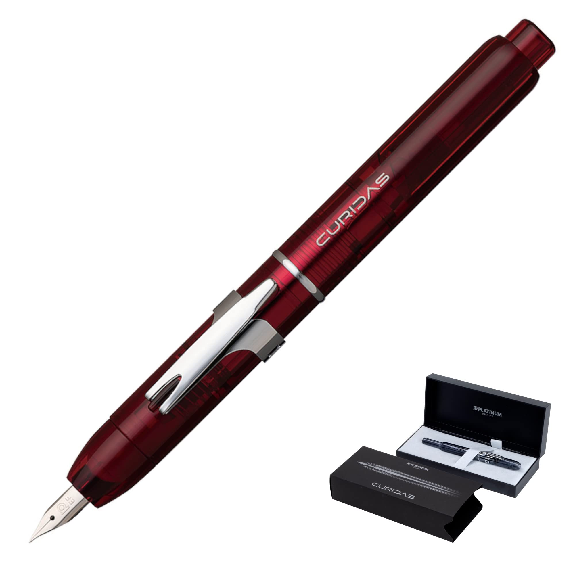 PLATINUM Curidas PKN-7000 Retractable Fountain Pen, 77 Gran Red, Medium Nib, Gran Red, PKN-7000#77-3, Pack of 1