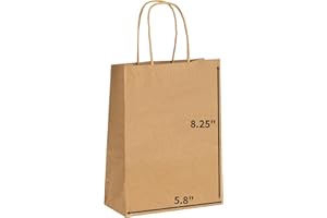 METAPRINT 100 Pack 5.8x3.2x8.25 Inch Small Brown Paper Bags with Handles Bulk, Paper Gift Bags, Kraft Bags for Birthday Party Favors Grocery Retail Shopping Business Goody Craft Bags