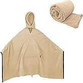 Kanyak Fleece Wearable Blankets, Camping Blanket Poncho, 74.5 in * 63 in, Warm, Comfy, Durable & Portable, Machine Washable, for Stadium, Concerts, Car Travel, Sports, Hiking, Sofa. (Khaki)