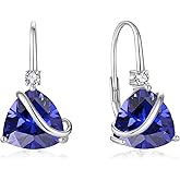 YIFSIY Women Leverback Earrings 925 Sterling Silver Triangle cut Birthstone Dangle Drop Earring Infinity Jewelry Gifts for Her Wife Mom