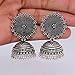 iTrends Oxidized Silver Color Indian Jhumki Earrings for Women & Girl (Set of 2)