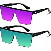 LYZOIT Square Oversized Sunglasses for Women Men Big Flat Top Fashion Shield Large UV Protection Rimless Shades