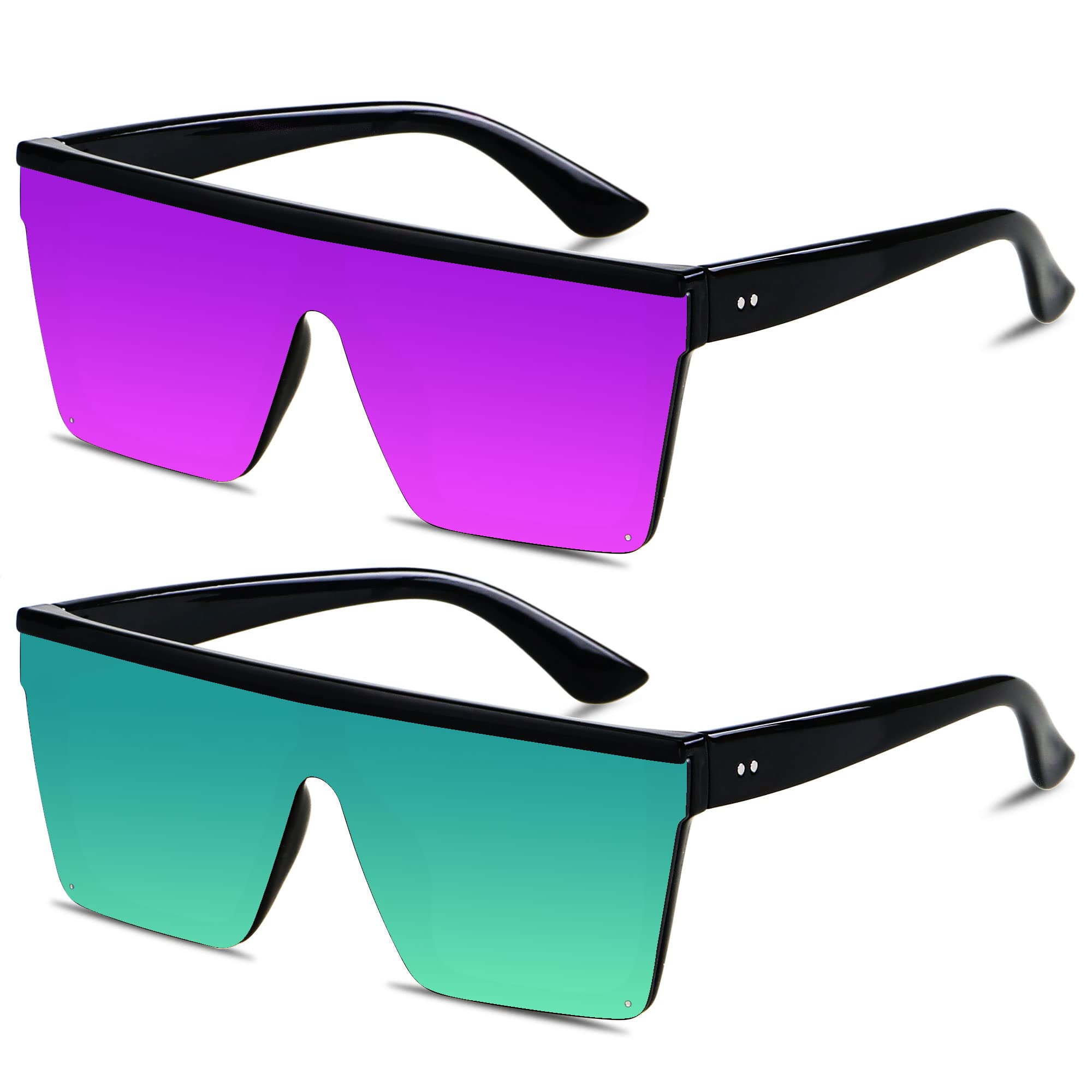 Photo 1 of **** PURPLE ONES ONLY****   LYZOIT Square Oversized Sunglasses for Women Men Big Flat Top Fashion Shield Large UV Protection Shades Mirrored Purple Green Sun glasses