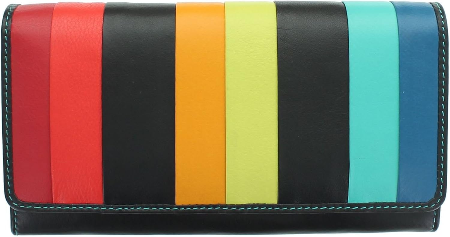 VISCONTI Santorini Collection KOS Leather Purse with RFID Protection STR4 Black Multi