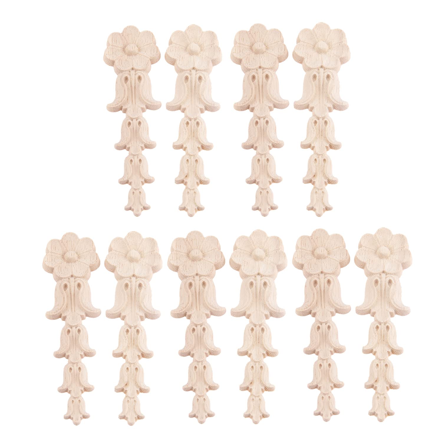 Mouldings Wood Carved Woodcarving Applique Onlay for Decoration Furniture Decals Corner Walls Doors Cabinets Windows Mirrors European Furniture Style 13 x 3.5cm 10pcs