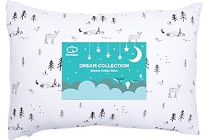 LittleHippo Toddler Pillow (13x18) with Viscose Derived from Bamboo Pillowcase - Hypoallergenic Toddler Pillow for Sleeping, Kids Pillow, Travel Pillows, Mini Pillow, Toddler Bed Pillow (Woodland)