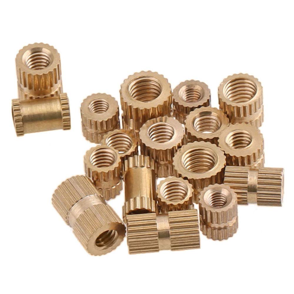 YOFASEN 50PCS M4 Female Knurled Threaded Insert Nuts - Brass Threaded Insert Round Nut Injection Moulding Cylinder Knurled Nuts, M4*6 * 10/50 Pieces