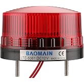 BAOMAIN Industrial Signal Light Round Warning Lamp LTE-5061 DC 12V Red | High-Visibility Red LED Strobe Warning Lamp For Factory Safety, Construction Zones, Machine Alerts, Industrial Emergency