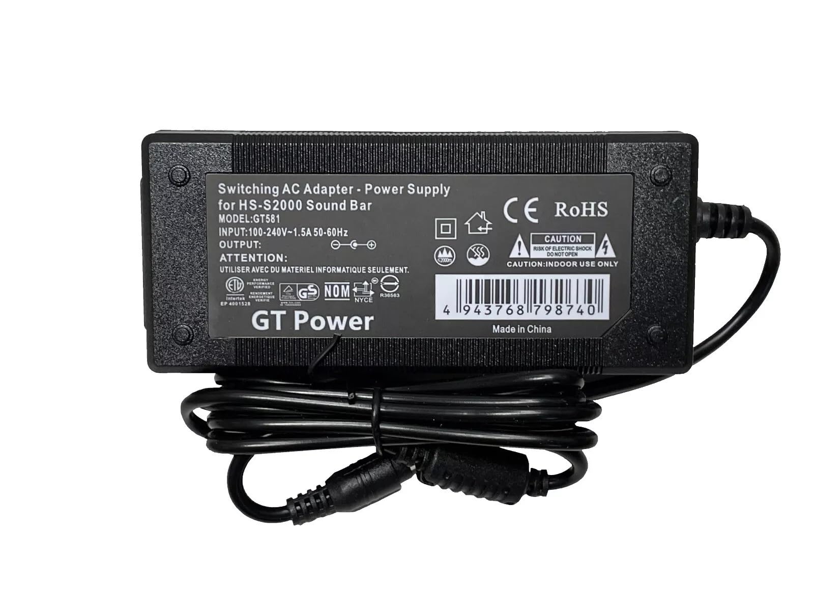 AC Adapter Compatible with Sony HS-S2000 Soundbar