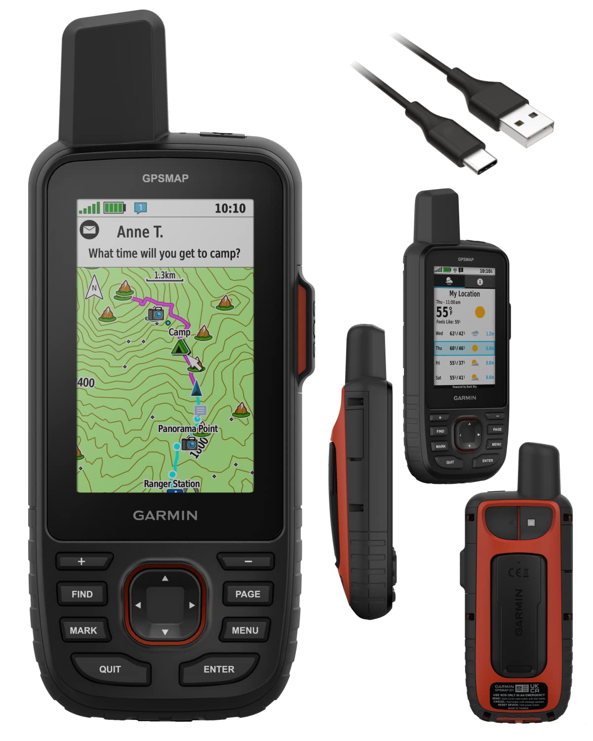 Wearable4U Garmin GPSMAP 67i Rugged GPS Hiking Premium Handheld, 3in Display with Power Pack Bundle