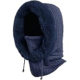 OMUKY Balaclava Hats for Women Cold Weather Thick Fluff Hats Adult Neck Face Cover Cap Ski Mask Neck Warmer