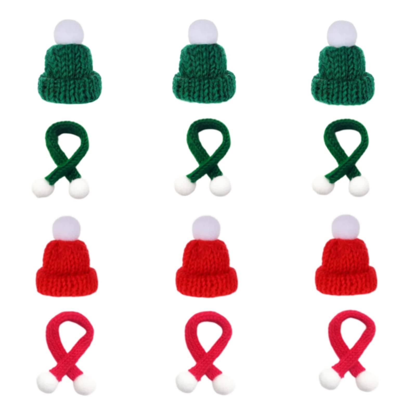 Aliangting 12Pcs Mini Santa Hats Set Wine Bottle Covers Finger Hats Xmas Decoration Mini Knit Hats for Christmas Ornaments