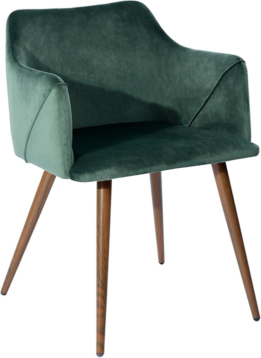 Eggree Esszimmerstuhl Samt Retro Design Kuchenstuhl Skandinavien Sessel Mit Kissen Sitz Und Holzmaserung Metallbein Grun Amazon De Kuche Haushalt