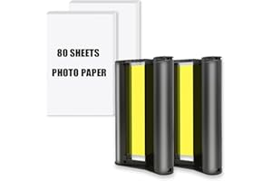 Compatible for Liene DHP512/DHP513 & Amber M100/M200 | Photo Paper Cartridge Refill CISS Ribbon for Photo Printers(2ink-80pap