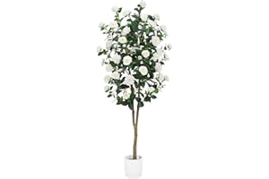 Artificial Camellia Tree 6FT – Nearly Natural Faux Plants Indoor, with Easy Assembly, Low Maintenance, Ideal for Both Indoor 
