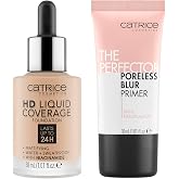 Catrice | HD Foundation 30 &amp; The Perfector Poreless Blur Primer Bundle | Full Coverage Makeup | Vegan &amp; Cruelty Free