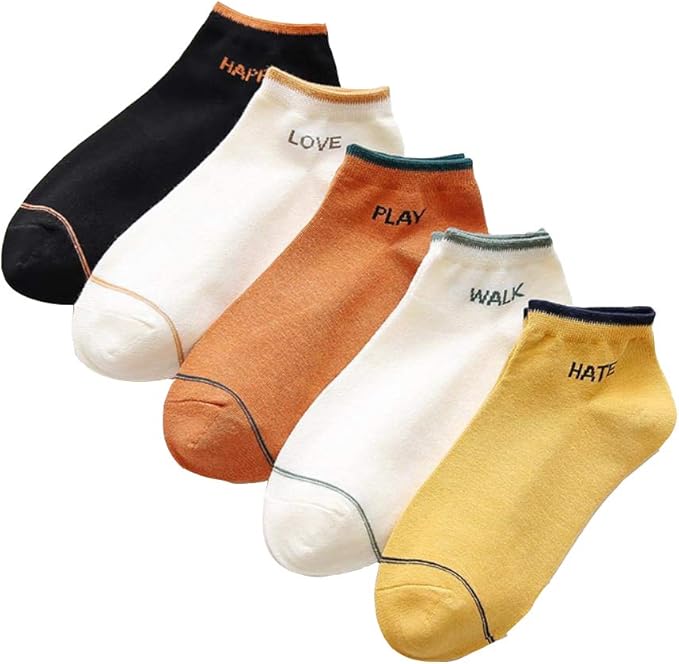 Clw Donna Inglese Di Cotone Bocca Superficiale Collegio Vento Signora Assorbire Calze Sportive Sudore Cinque Paia Caricati Amazon It Abbigliamento