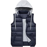 Wiepux Women's Puffer Vest Stand Collar Zip Up Quilted Vest With Detachable Hood Sleeveless Padded Jacket Coat