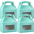Restaurantware Gable Gift Boxes Pack of 25 Paper Treat Boxes 8.5 x 4.75 x 5.5 Inches With Window, Disposable Design Turquoise
