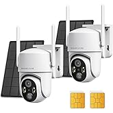 No WIFI Security Camera No Internet Needed, 4G LTE Cellular Security Camera Outdoor Wireless, Solar Camera for Home Security, PIR Motion Detction, 2K Color Night Vision, IP66 Waterproof, 2 Pack