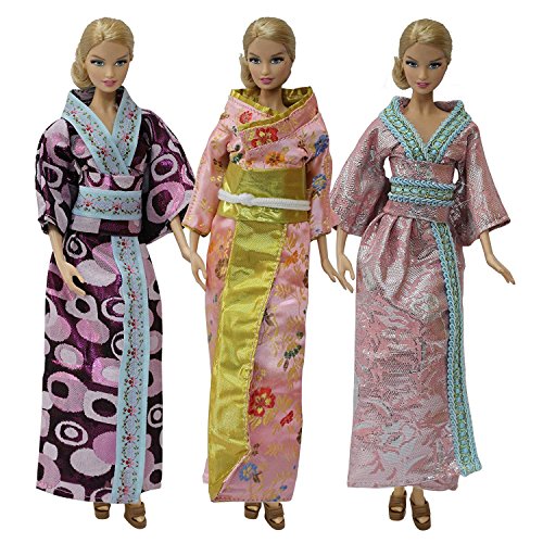 ZITA ELEMENT 3 Pack Japan Style Gown Dress for Barbie Doll Clothes