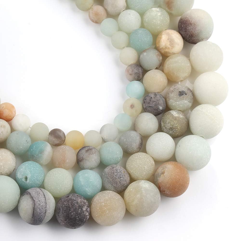 Yochus 6mm Natural Stone Beads for Jewelry DIY Making Bulk,Natural Polychrome Matte Amazonite Loose Beads,Bracelet Making