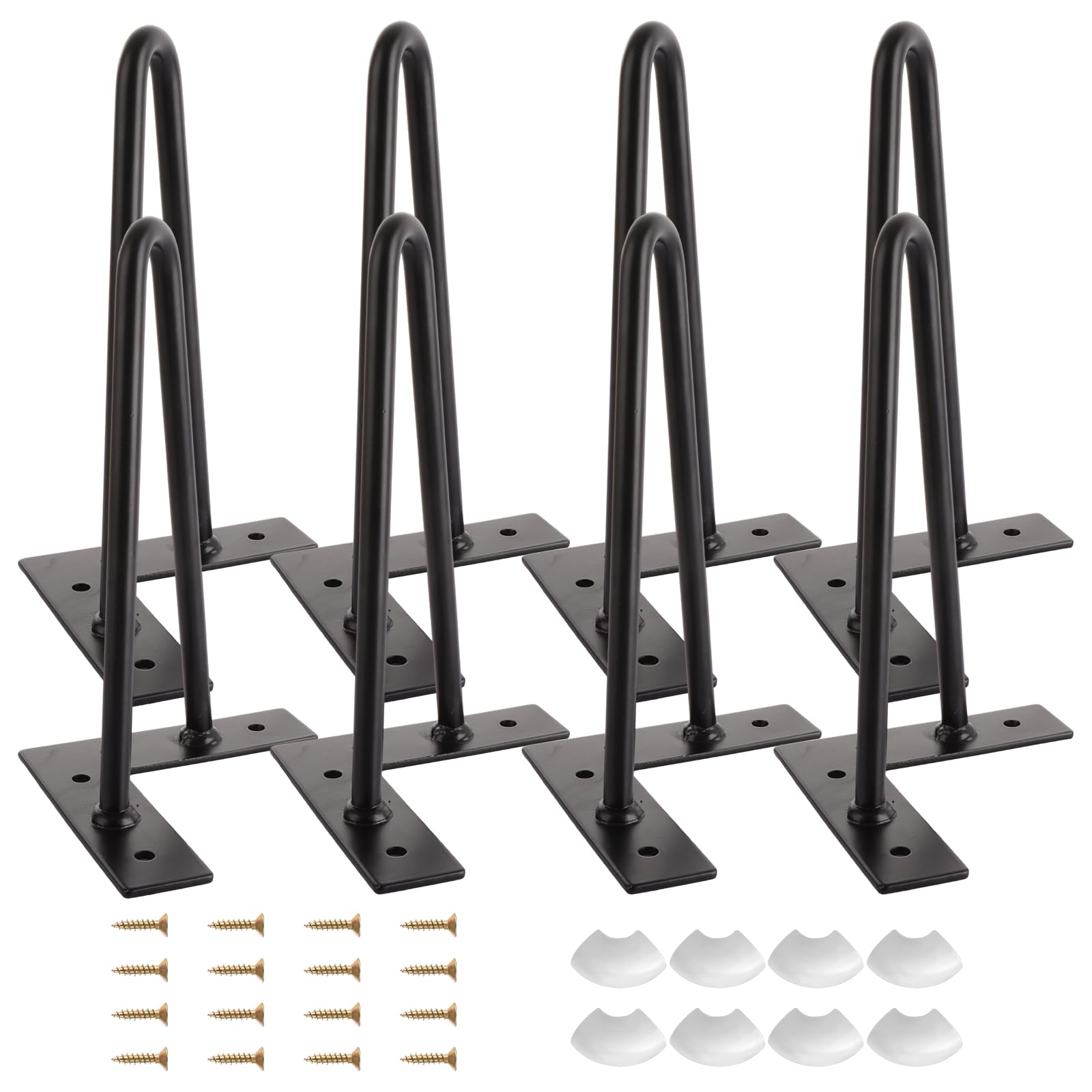 WOPPLXY 8 PCS Hairpin Legs 8Inch - 20cm Metal Table Legs Black Hair Pin Furniture Legs - 10mm 2 Rods Solid Heavy Duty Coffee Table Legs for Modern Home, Cabinet, Sofa