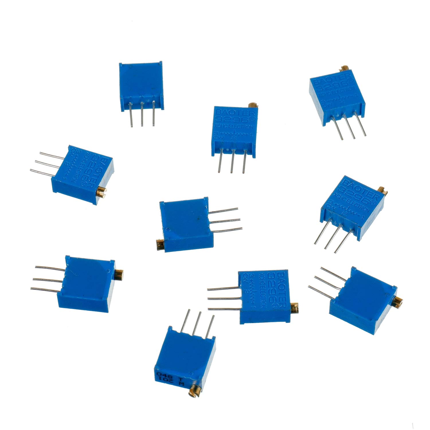HUAREW 12 Values 60 Pcs 3296W Multiturn Trimmer Potentiometer 100-500 K Ohm Blue 3296 Top Adjustment Variable Resistor Assortment Kit - Image 5