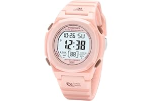 PINDOWS Watches for Women, Digital Sports Watch 50M Waterproof LED Backlight Calendar Wrist Watch with Alarm Clock.