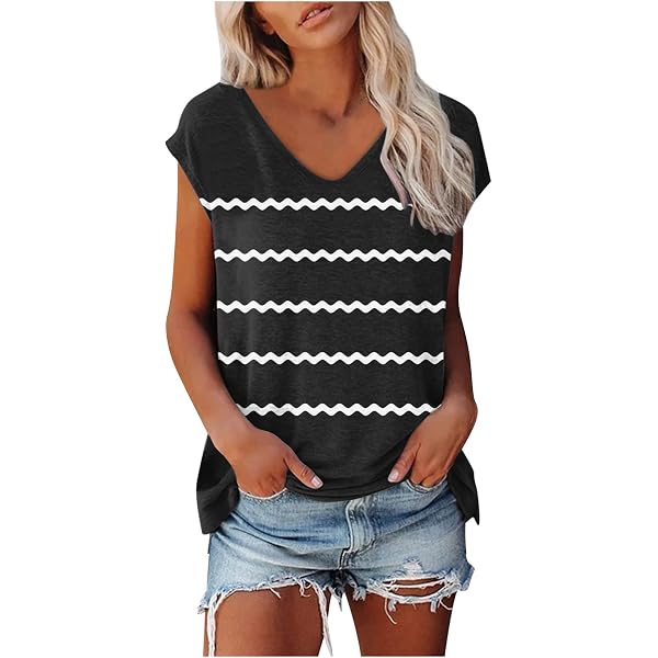 Buy Women's Striped T-shirt With Short Sleeves And Crew Neck Online