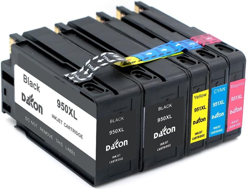 DAKON Compatible Ink Cartridge Replacement for HP 950XL ( 2 Black, Cyan, Yellow, Magenta , 5 pk )