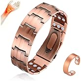 Cigamg 3X Copper Bracelet for Men Triple Strength Magnets Pure Copper Magnetic Bracelet & Ring Set with Adjustable Sizing Tool