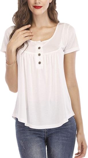 white flowy top short sleeve