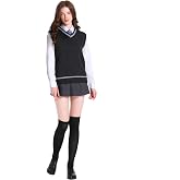 Loiahoer Unisex Sweater Vest Knit Waistcoat Tank Top V-Neck Sleeveless Pullover Cosplay Costume School Uniforms Fall Winter