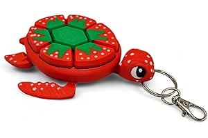 ZZ LIFE Turtle Fidget Clickers - Fruit Series Desktop and Keychains - Sensory Figures, Mechanical Keys - Autism, ADHD, Stress, Anxiety Relief (Strawberry)