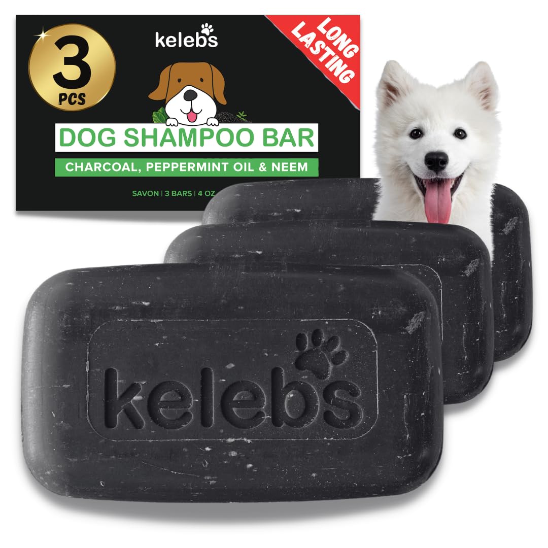 Kelebs White Whitening Dog Shampoo With Oatmeal - Natural Formula for Yellowing and Smelly Dogs - Peppermint & Neem Oil - Zero Plastic Waste, Vegan - 3 Pack — image 1