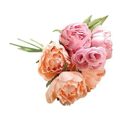 Andouy Artificiale Fiori Finti Peonia Bouquet Floral Bouquet