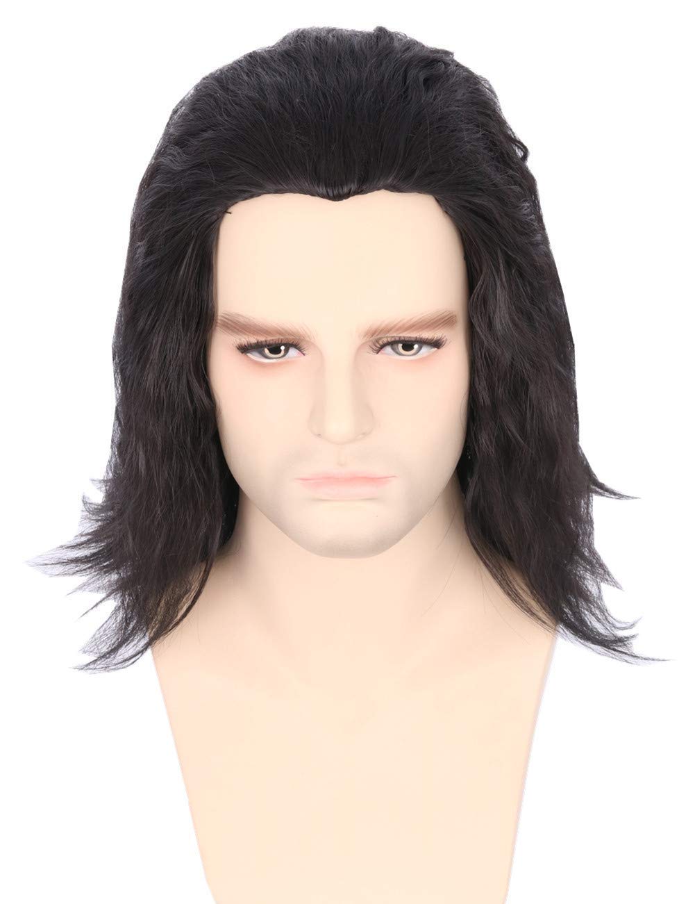 Topcosplay Men's Short Straight Wig Cosplay Wig, Short Black Layered Wigs for Halloween Costume Fancy Dress (Black) โ image 1