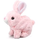 Oeofuzep Hopping Walking Bunby Realistic Bunny Toy Rabbit Toy with Sounds, Wiggling Ears, Twitching Mouth and Nose, Educational Interactive Bunny Bunbi for Baby