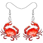 RAIDIN Acrylic Cute Tropical Ocean Animals Crab Dangle Earrings Fun Dangling Sea Marine Summer Jewelry for Women Beach Lovers Vacation Gifts