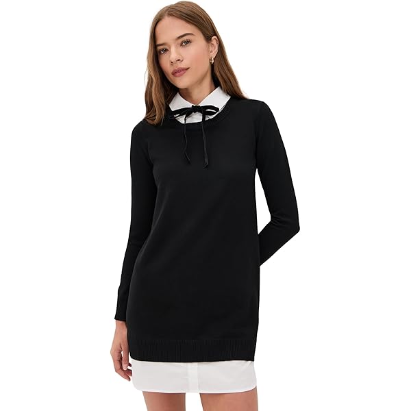 English Factory Women's Knit Combo Dress, Black, XS at Amazon Women's Clothing store English Factory Women's Knit Combo Dress, Black, XS at Amazon Women's Clothing store