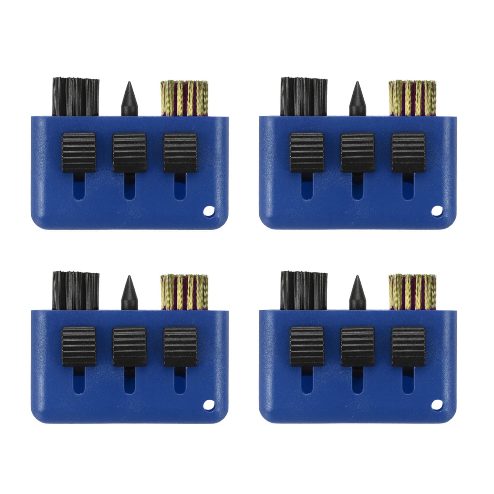 PATIKIL Golf Club Brush, 4 Pack Pocket Golf Club Groove Cleaner 3 In1 Retractable Sharpener Nylon and Wire Bristles, Blue