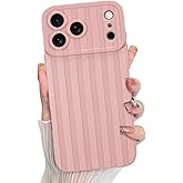 KANGHAR Compatible with iPhone 17 Pro Max Case 2025, Silicone Stripes Cute Pattern, Camera Protection Soft Slim Phone Cover for Girls Women -Pink