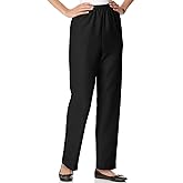 Alfred Dunner Petites' Pull-on Flat-Front Pants Black 16P Medium